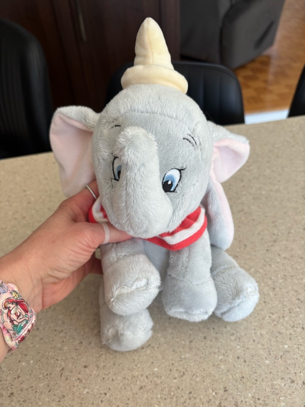 Disney Gray Dumbo Plush with Red-White Scarf